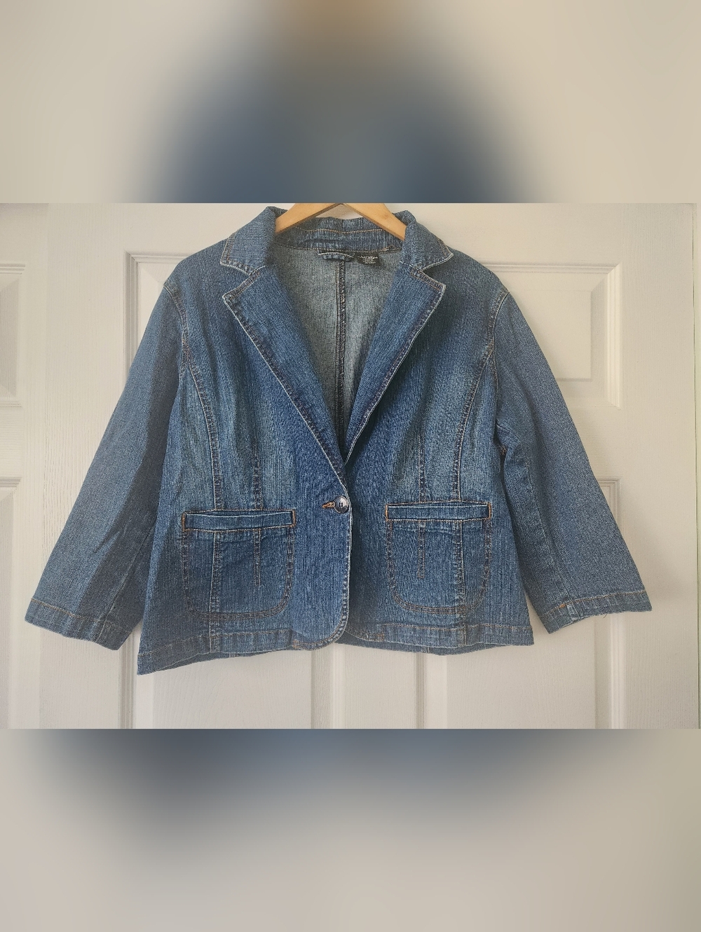 a.n.a Women's Blue Denim Blazer Jacket - Casual Tailored Style - XL - Picture 5 of 9